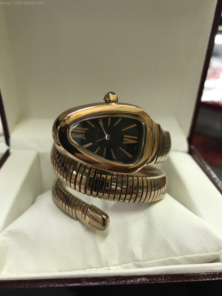 Bvlgari Snake เรือนทอง Rose Gold หน้าดำ