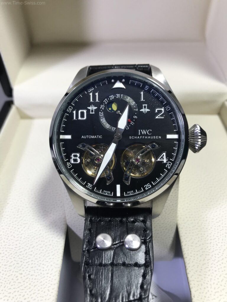 IWC Tourbillon Black Dial โชวรู2วง สายหนังดำ ธรรมดา 01