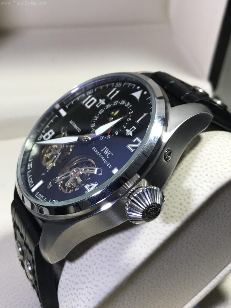 IWC Tourbillon Black Dial โชวรู2วง สายหนังดำ ธรรมดา 02