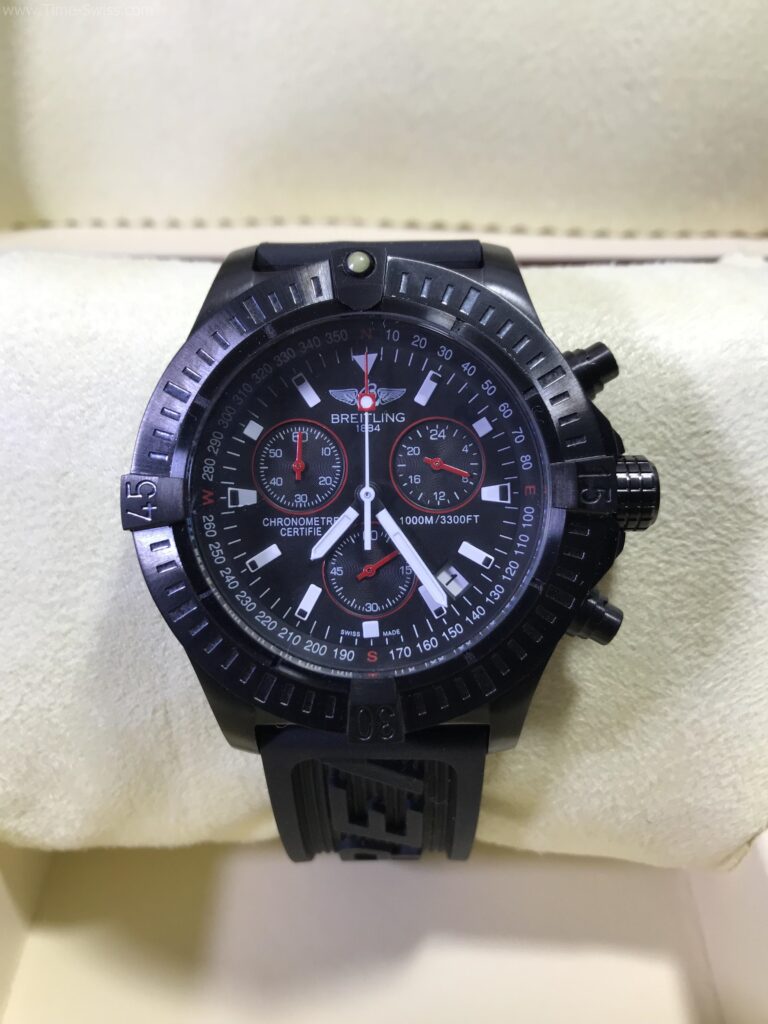 Breitling Chronometre 1884 Chronograph PVD Black Dial 42mm Rubble รมดำ สายยาง 01