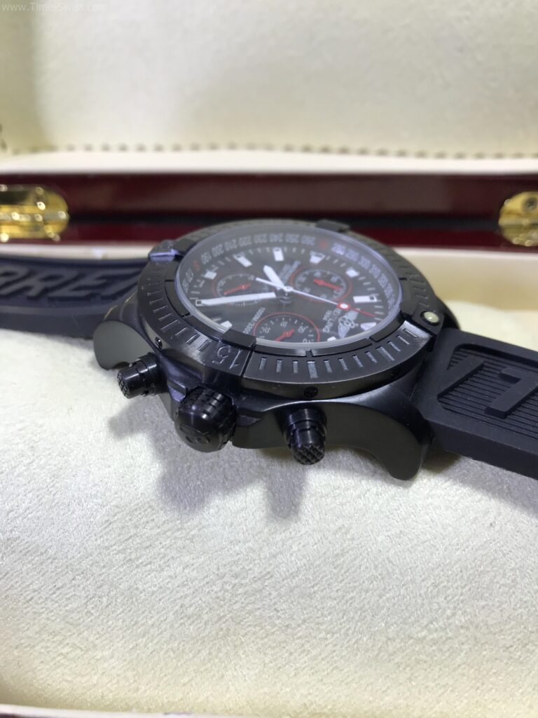 Breitling Chronometre 1884 Chronograph PVD Black Dial 42mm Rubble รมดำ สายยาง 03