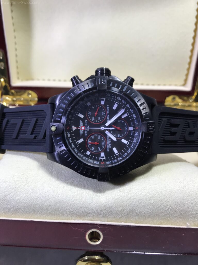 Breitling Chronometre 1884 Chronograph PVD Black Dial 42mm Rubble รมดำ สายยาง 06