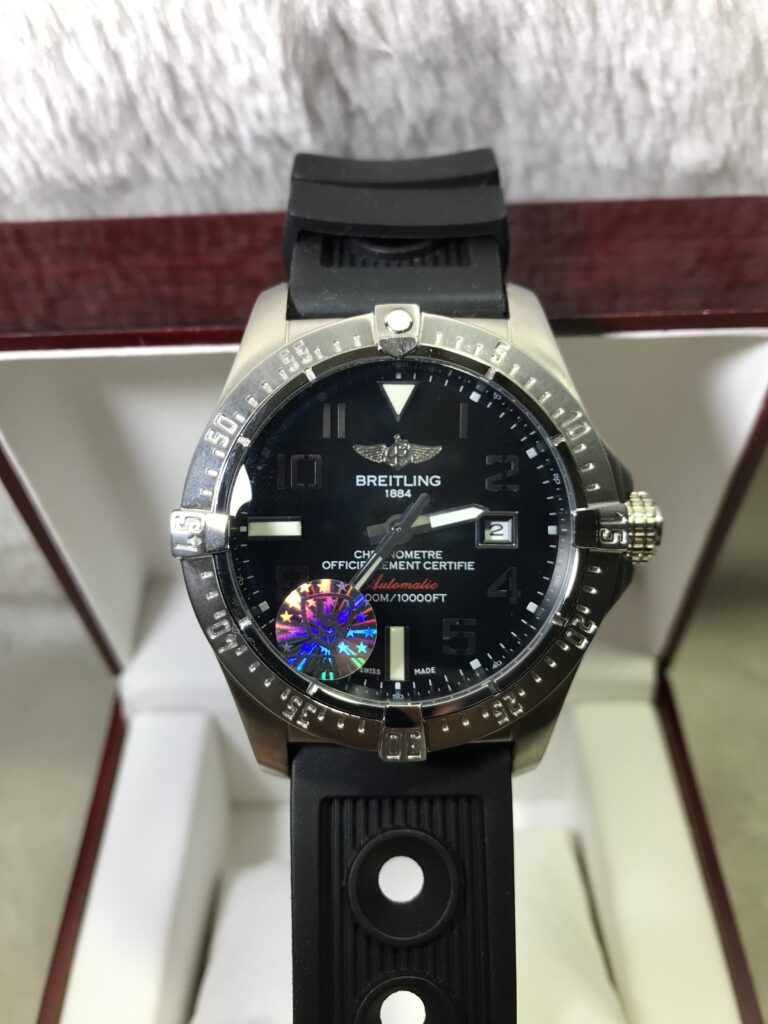 Breitling Chronometre Black Dial 42mm Rubble หน้าดำ สายยาง 01