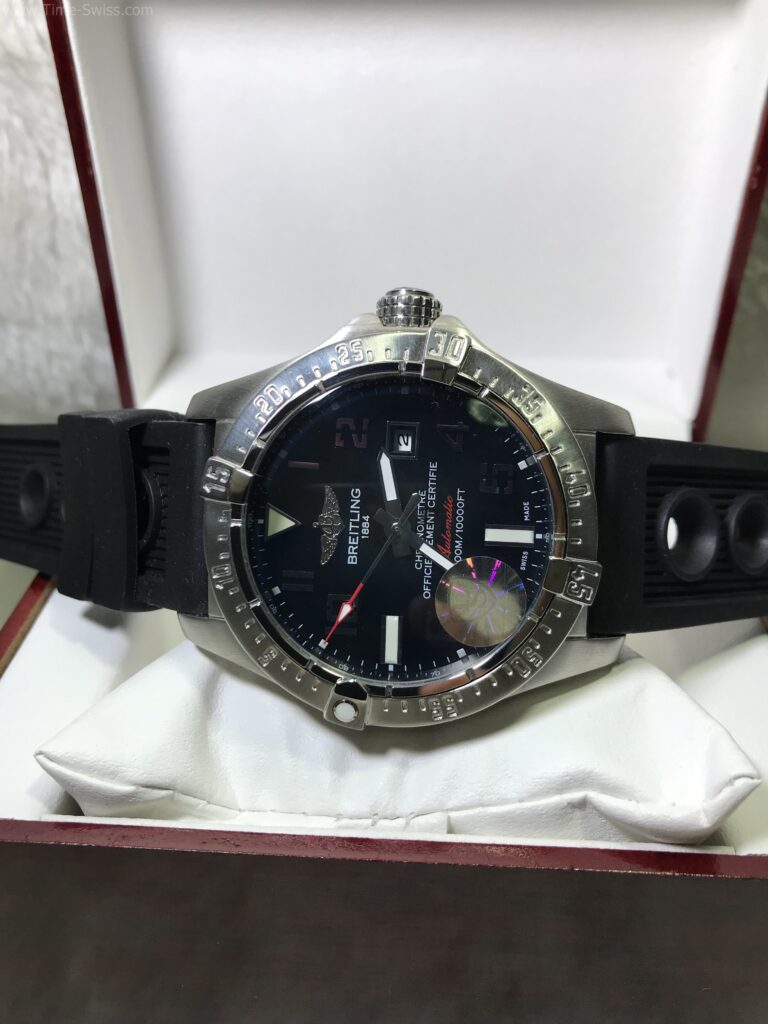 Breitling Chronometre Black Dial 42mm Rubble หน้าดำ สายยาง 06