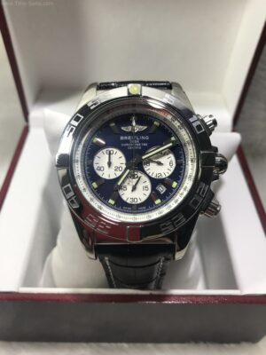 Breitling Chronometre Black Dial 40mm Leather Strap