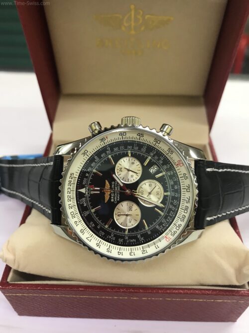 Breitling Navitimer Black Dial 44mm Leather Strap