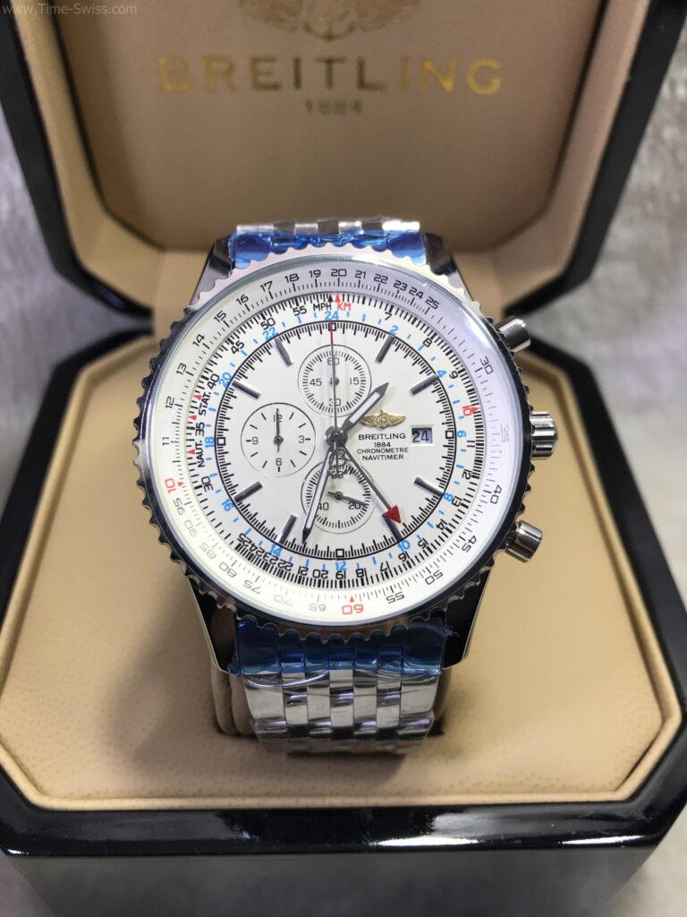 Breitling Navitimer White Dial 43mm Steel หน้าขาว สายเหล็ก 01