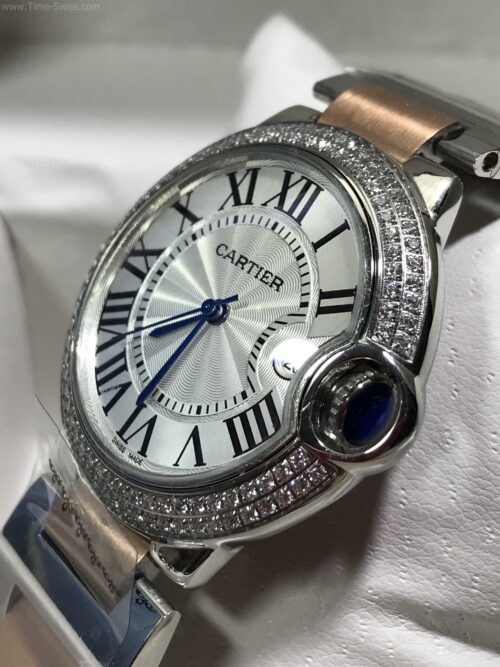 Cartier Ballon Two Tone Rose Gold White Dial Diamond Ladies