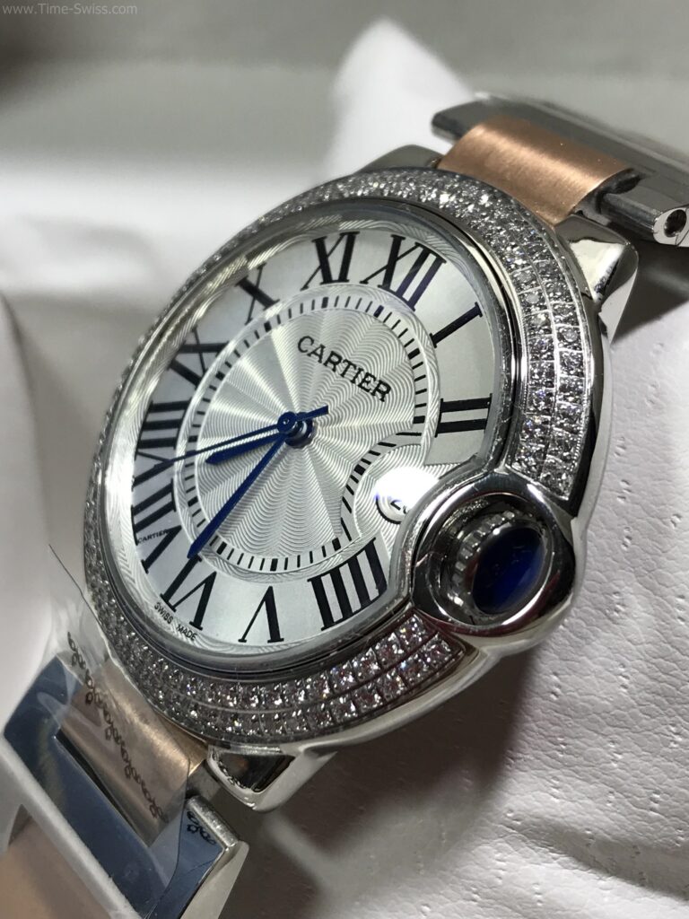 Cartier Ballon 2k Rose Gold White Dial Diamond Ladies ขอบเพชร บอยไซส์ 02