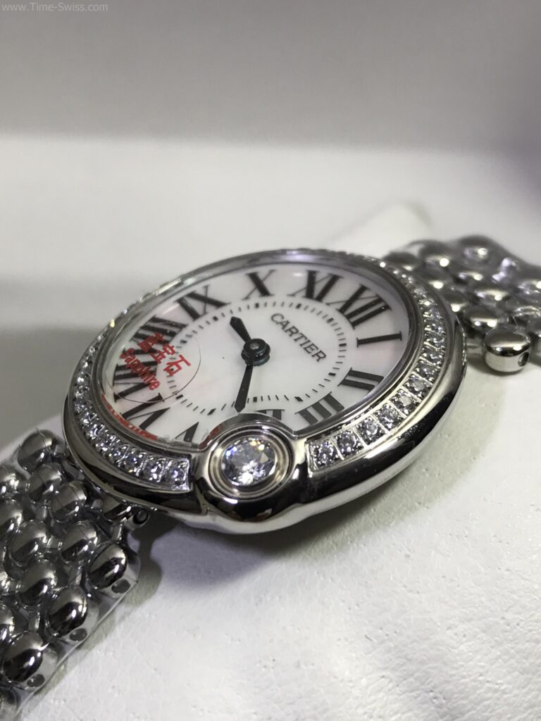 Cartier Ballon Bleu White Dial Diamond Ladies สายไข่ปลา ผู้หญิง 02