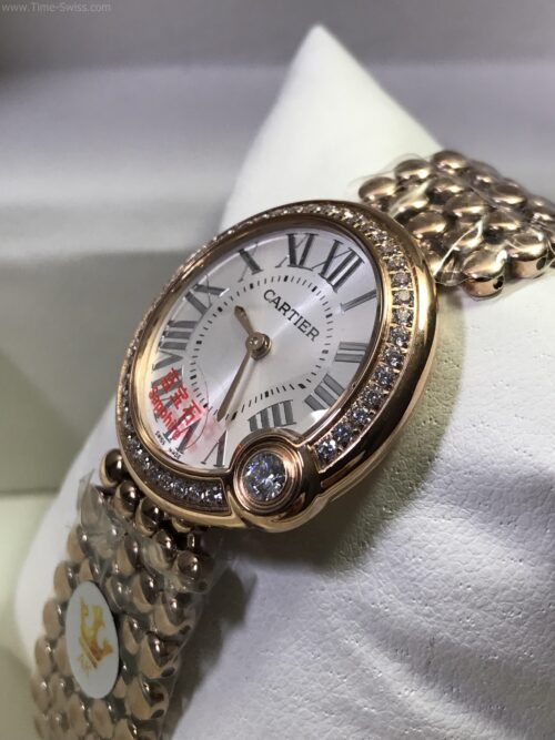 Cartier Ballon Bleu Rose Gold White Dial Diamond Ladies