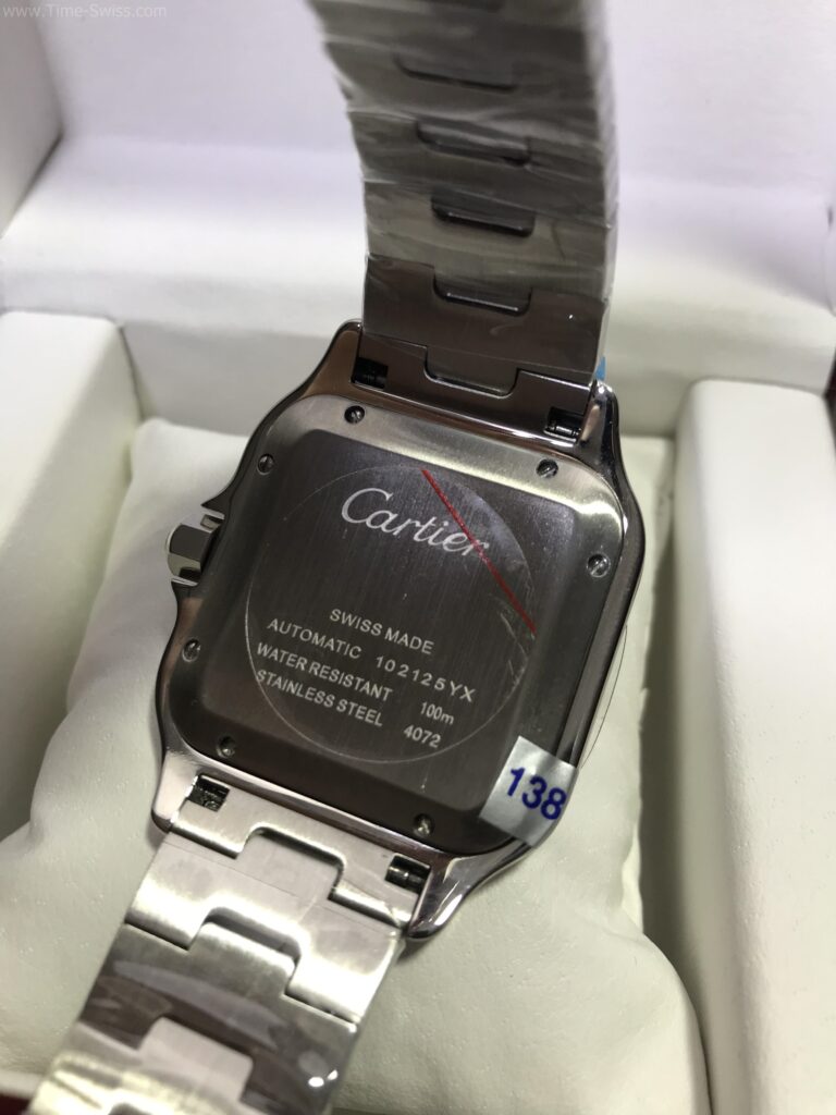 Cartier Santos De White Dial ขอบเรียบ สายเหล็ก 40mm 04