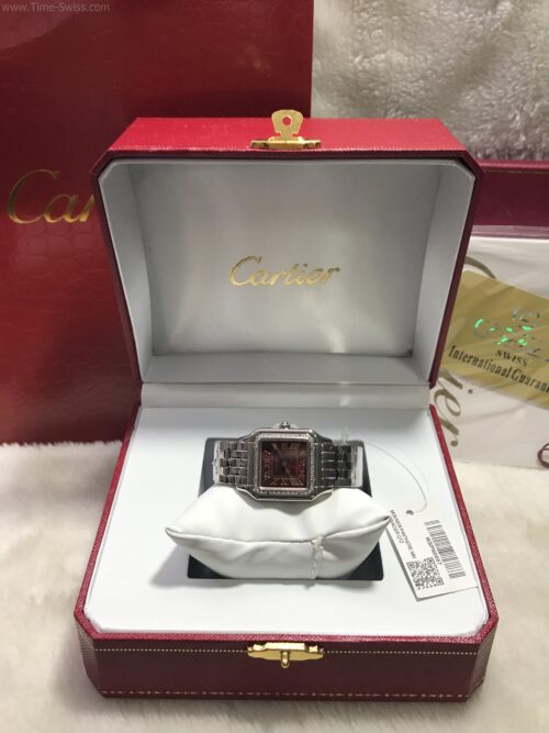 Cartier Santos Diamond Red Dial Ladies