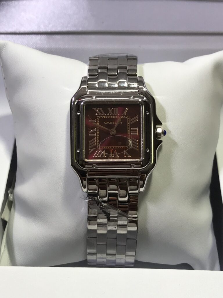 Cartier Santos Red Dial Ladies ขอบเรียบ หน้าแดง ผู้หญิง 01