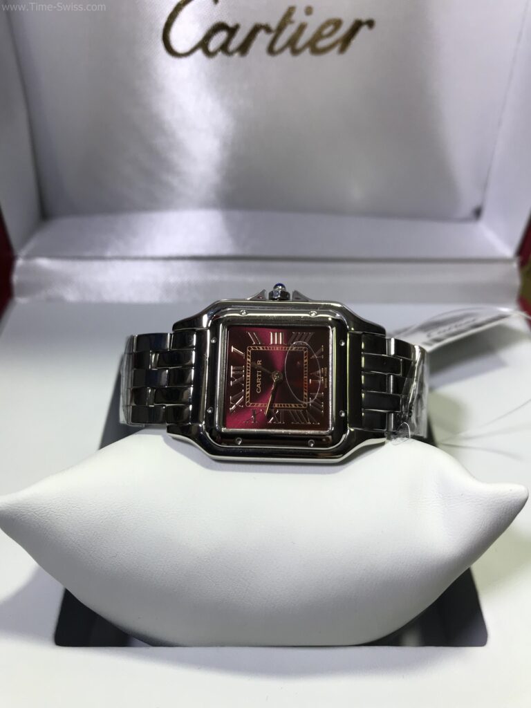 Cartier Santos Red Dial Ladies ขอบเรียบ หน้าแดง ผู้หญิง 06