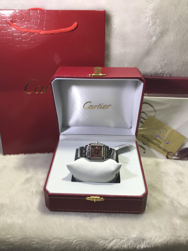 Cartier Santos Red Dial Ladies ขอบเรียบ หน้าแดง ผู้หญิง 07