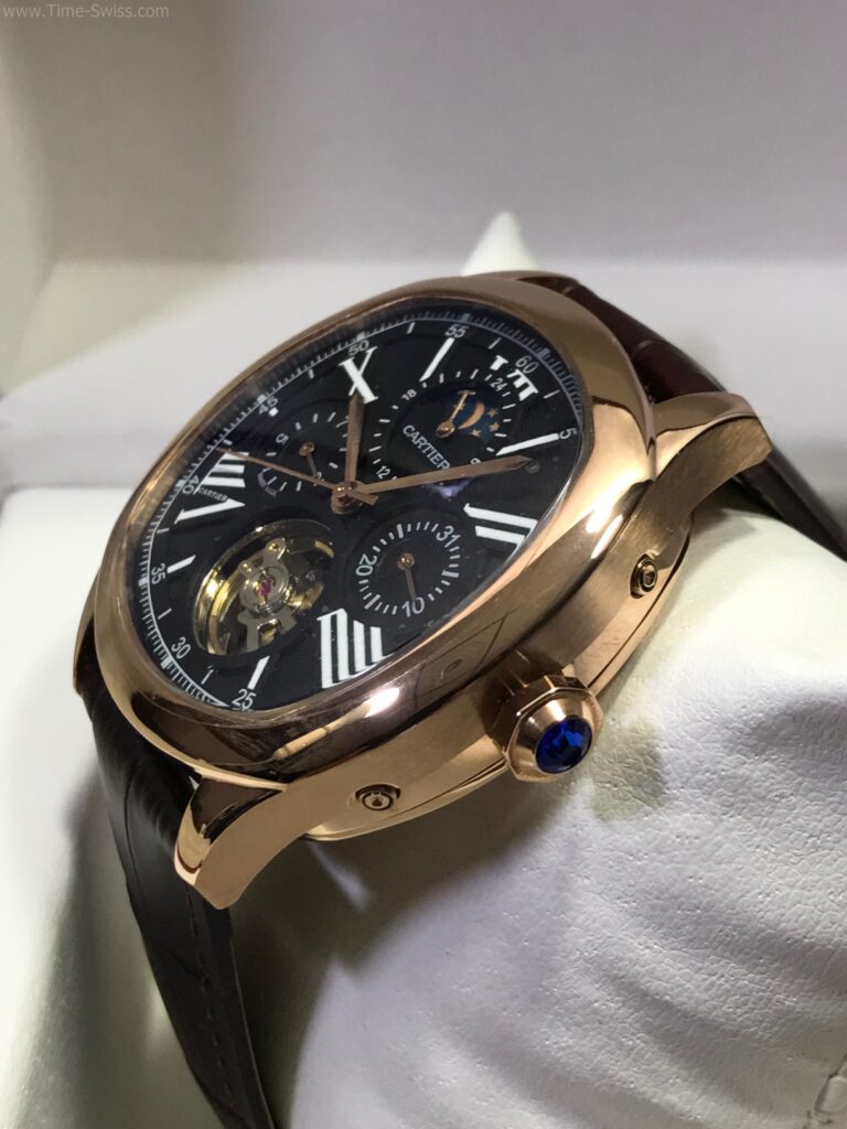 Cartier Tank Louis Rose Gold Tourbillon Black Dial โขว์รู หน้าดำ 02