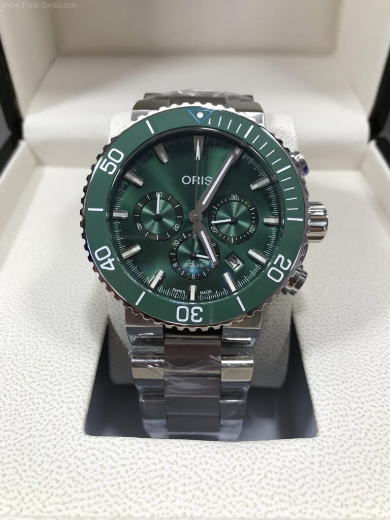 Oris Aquis Chronograrh Ceramic Green Dial สายเหล็ก 01