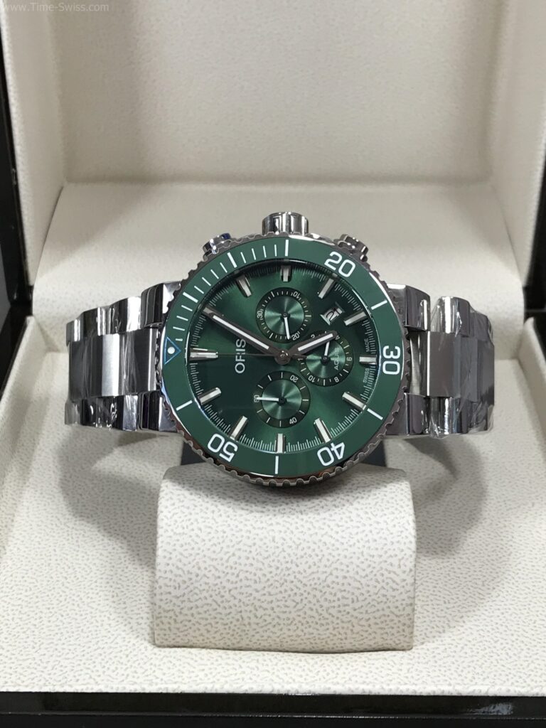 Oris Aquis Chronograrh Ceramic Green Dial สายเหล็ก 06