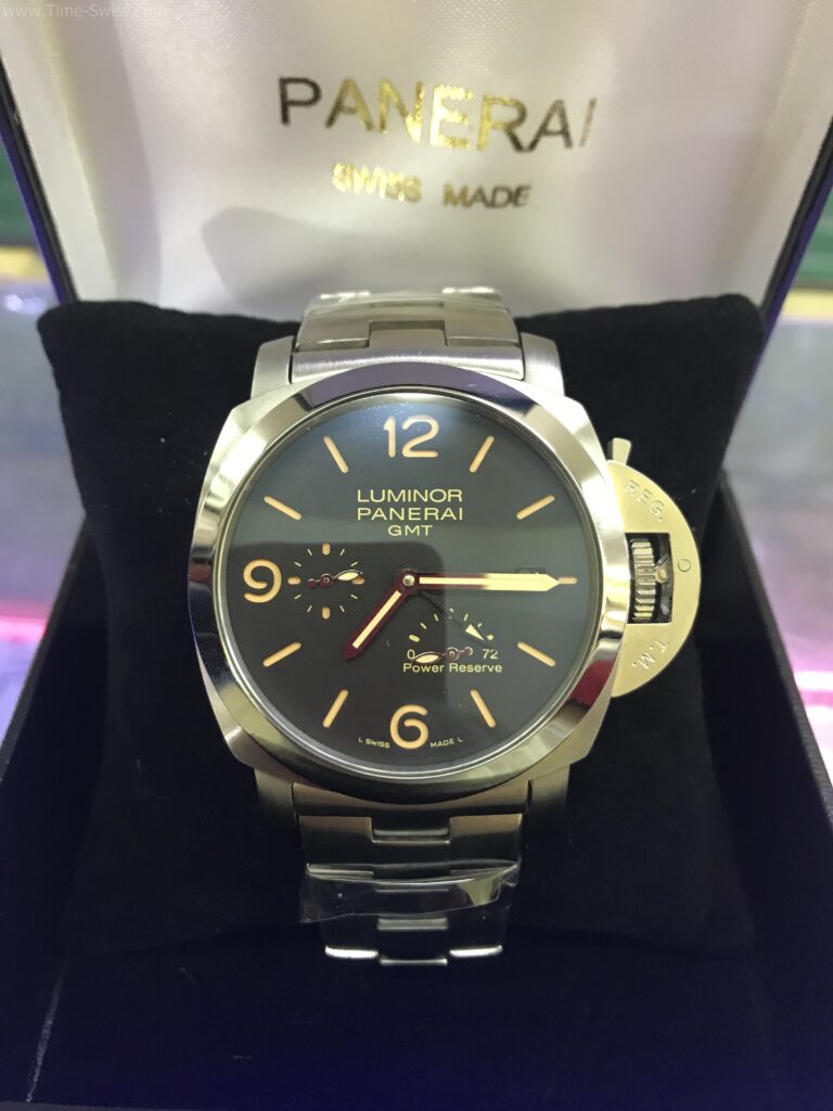 Panerai GMT Power Reserve Black Dial 44mm CC Steel สายเหล็ก