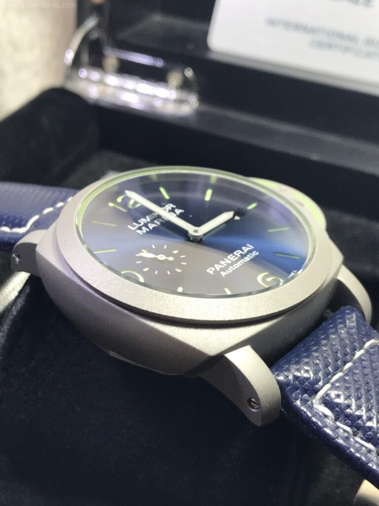 Panerai PAM1117 Luminor Marina Blue Dial 44mm หน้าน้ำเงินเงา สายหนังลายผ้า 02