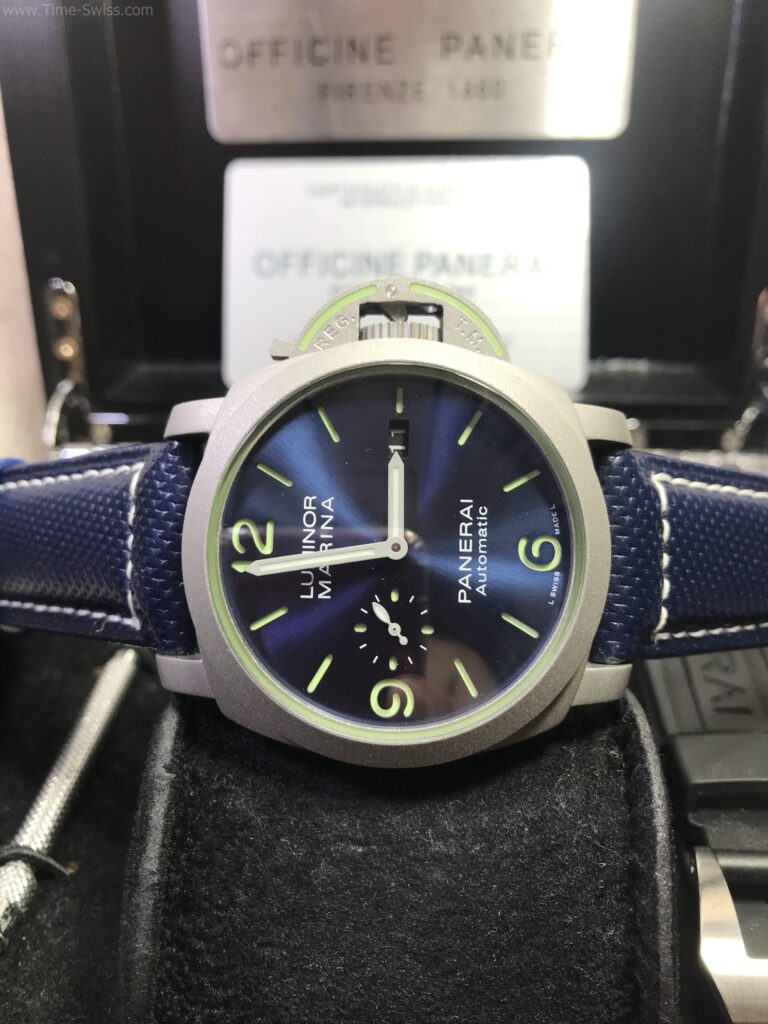 Panerai PAM1117 Luminor Marina Blue Dial 44mm หน้าน้ำเงินเงา สายหนังลายผ้า 07