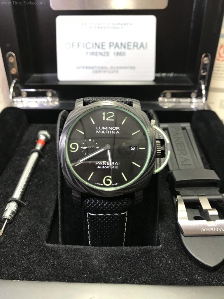 Panerai PAM1118 Luminor Marina Corbotect Black Dial 44mm คาร์บอน สายหนังลายผ้า 01