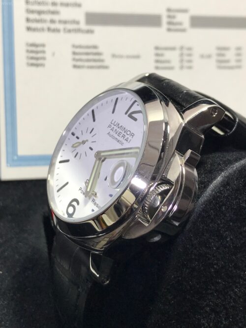 Panerai Power Reserve White Dial 40mm Black Leather Strap