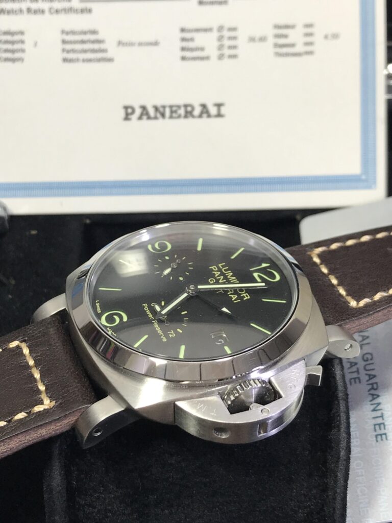 Panerai PAM321 Power Reserve GMT Black Dial 44mm CC สายหนังสีน้ำตาล 03