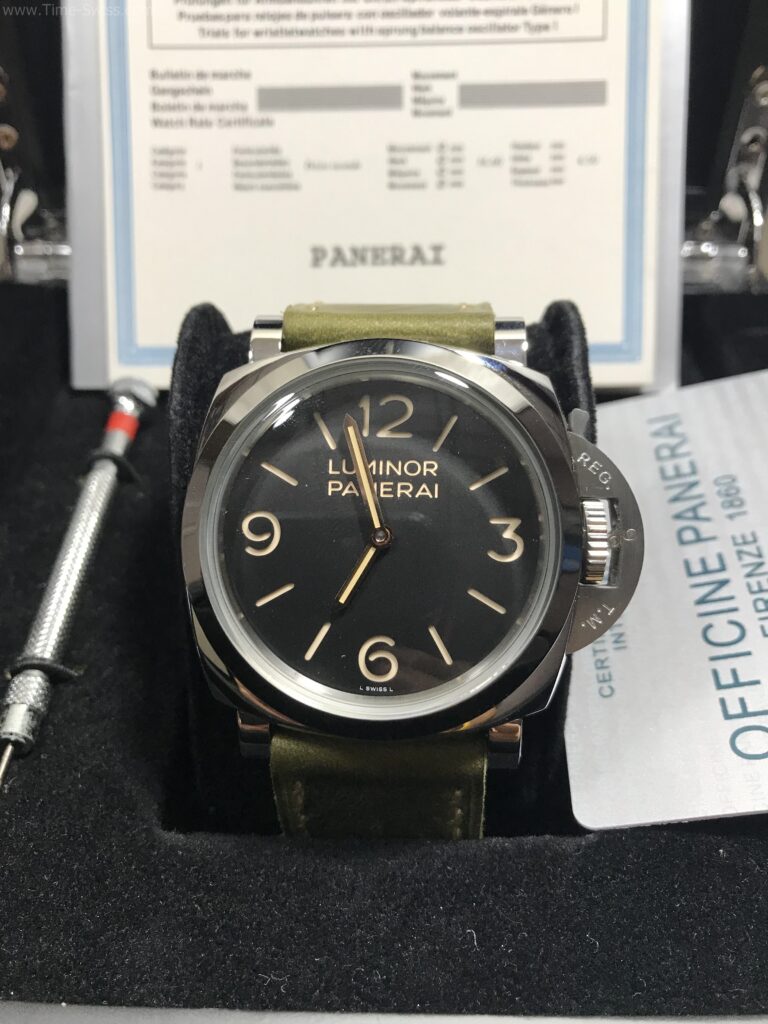 Panerai PAM372 Luminor 1950 Black Dial 47mm CC สายหนังกลับสีเขียว 01