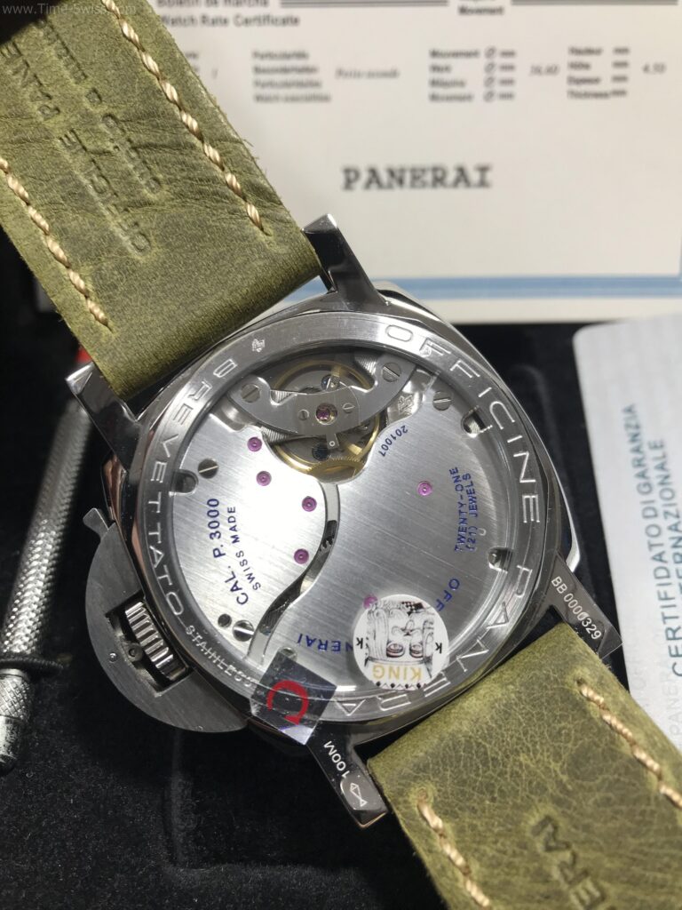 Panerai PAM372 Luminor 1950 Black Dial 47mm CC สายหนังกลับสีเขียว 06