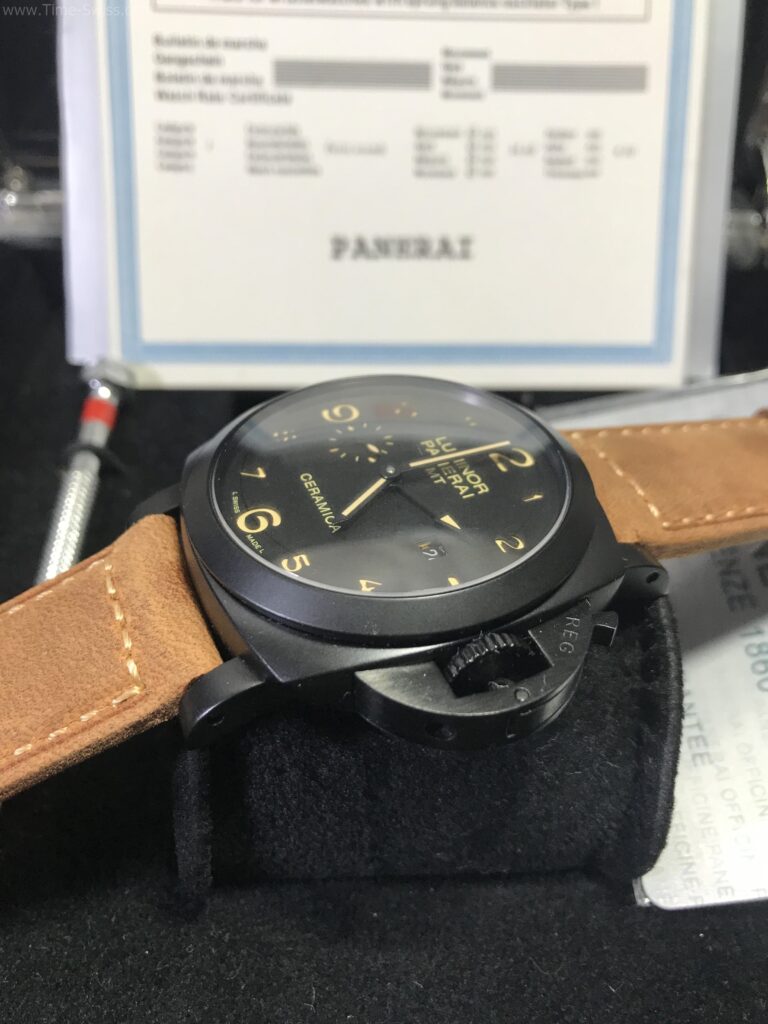 Panerai PAM441 GMT PVD Black Dial 44mm CC รมดำ สายหนังกลับสีน้ำตาล 03