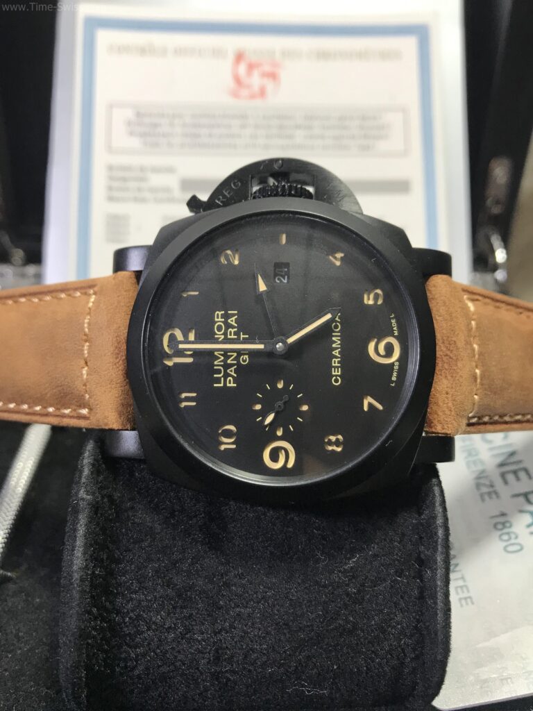 Panerai PAM441 GMT PVD Black Dial 44mm CC รมดำ สายหนังกลับสีน้ำตาล 07