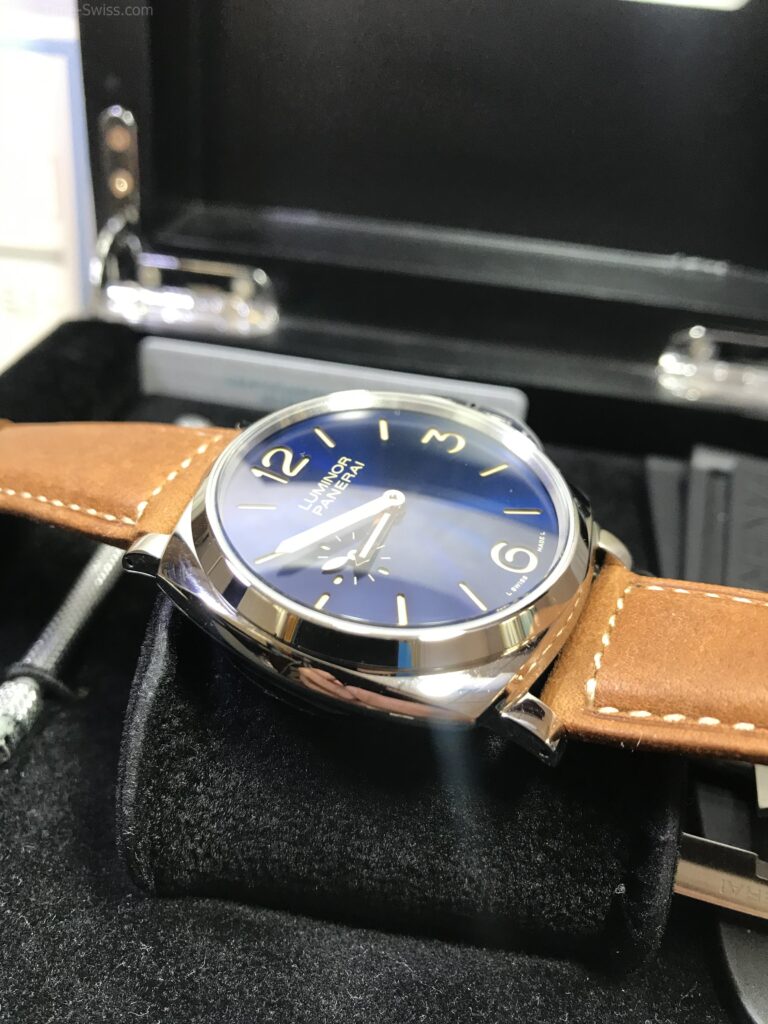 Panerai PAM926 Luminor Blue Dial 38mm หน้าน้ำเงินเงา สายหนังกลับน้ำตาล 03