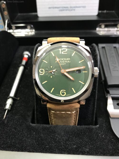 Panerai PAM998 Radiomir GMT Green Dial 45mm Leather Strap