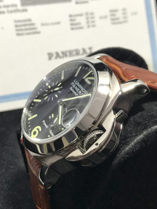 Panerai Power Reserve Black Dial 40mm Brown Leather Strap