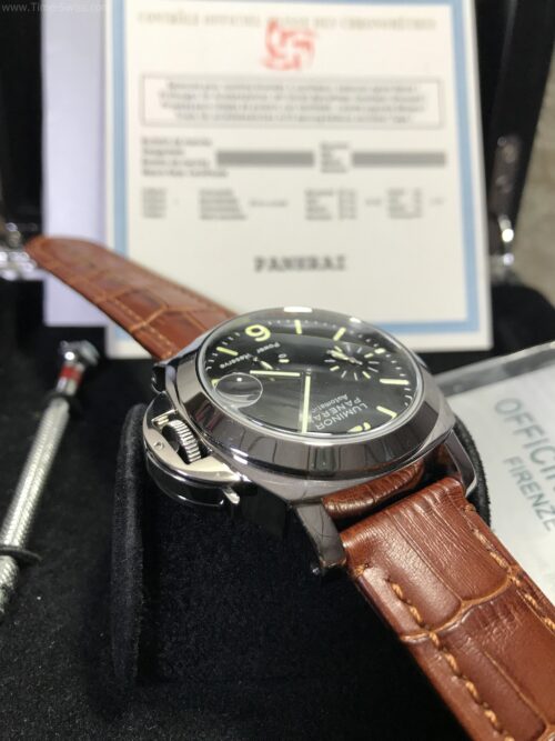 Panerai Power Reserve Black Dial 40mm Brown Leather Strap