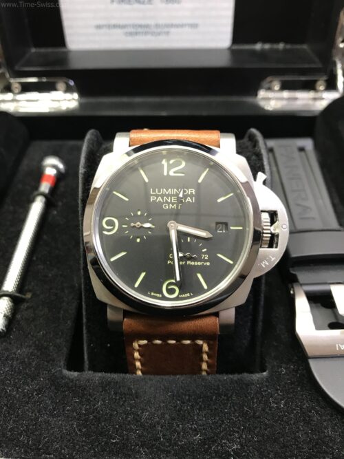 Panerai Power Reserve GMT Black Dial 44mm Leather Strap CC