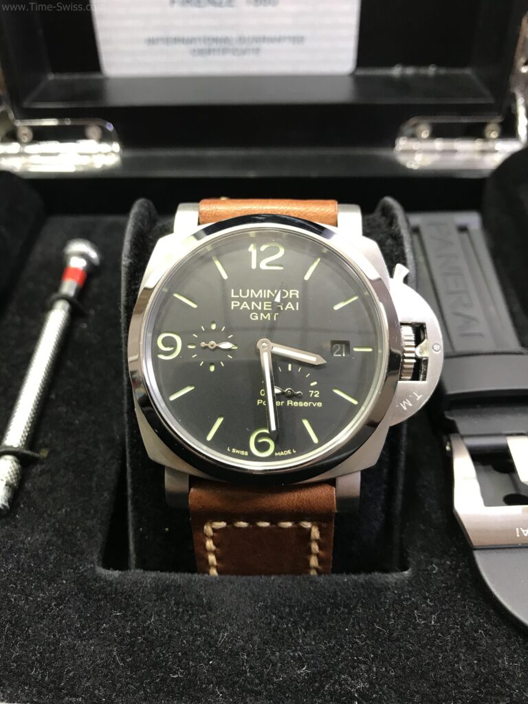 Panerai Power Reserve GMT Black Dial 44mm สายน้ำตาล CC 01