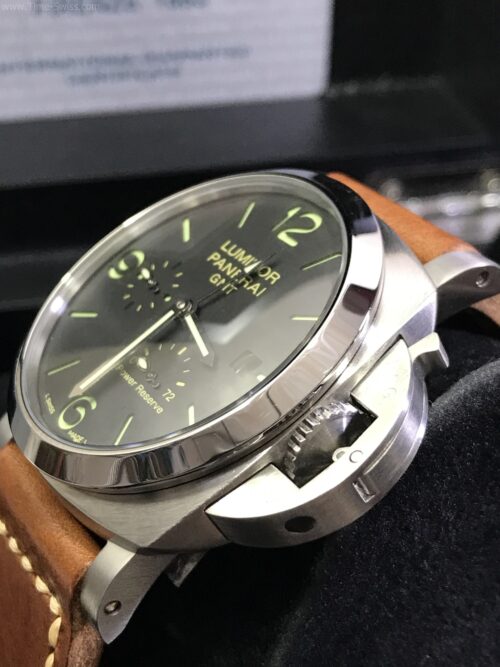 Panerai Power Reserve GMT Black Dial 44mm Leather Strap CC