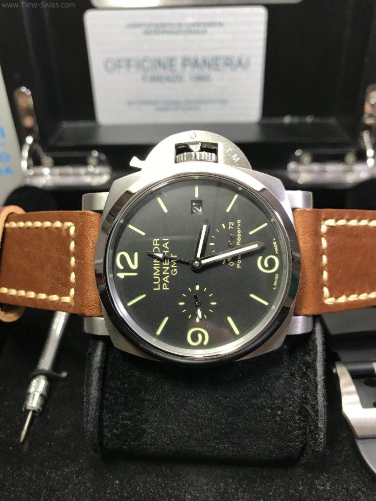 Panerai Power Reserve GMT Black Dial 44mm สายน้ำตาล CC 07