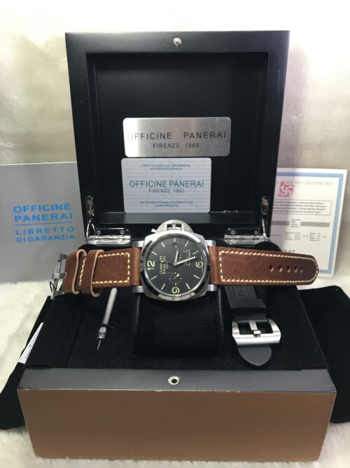 Panerai Power Reserve GMT Black Dial 44mm Leather Strap CC