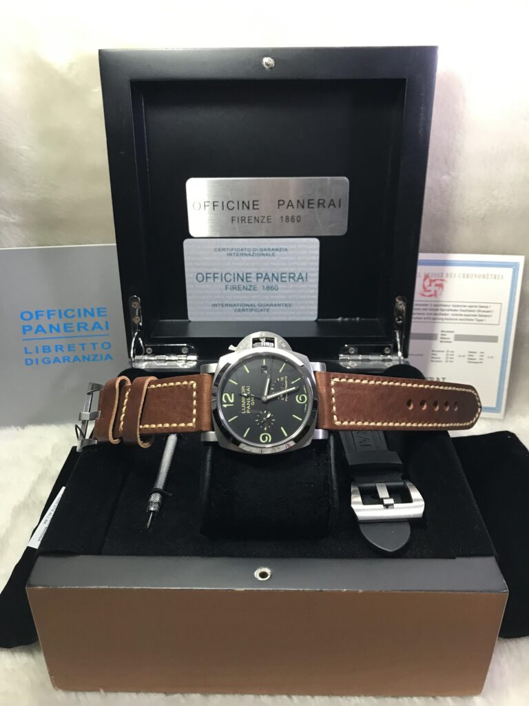 Panerai Power Reserve GMT Black Dial 44mm สายน้ำตาล CC 08