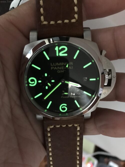 Panerai Power Reserve GMT Black Dial 44mm Leather Strap CC