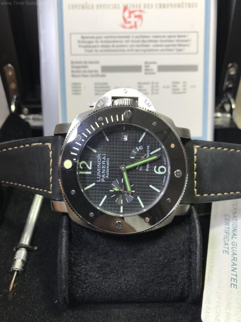 Panerai Power Reserve Submasible Black Dial 47mm สายหนังกลับ สีดำ 05