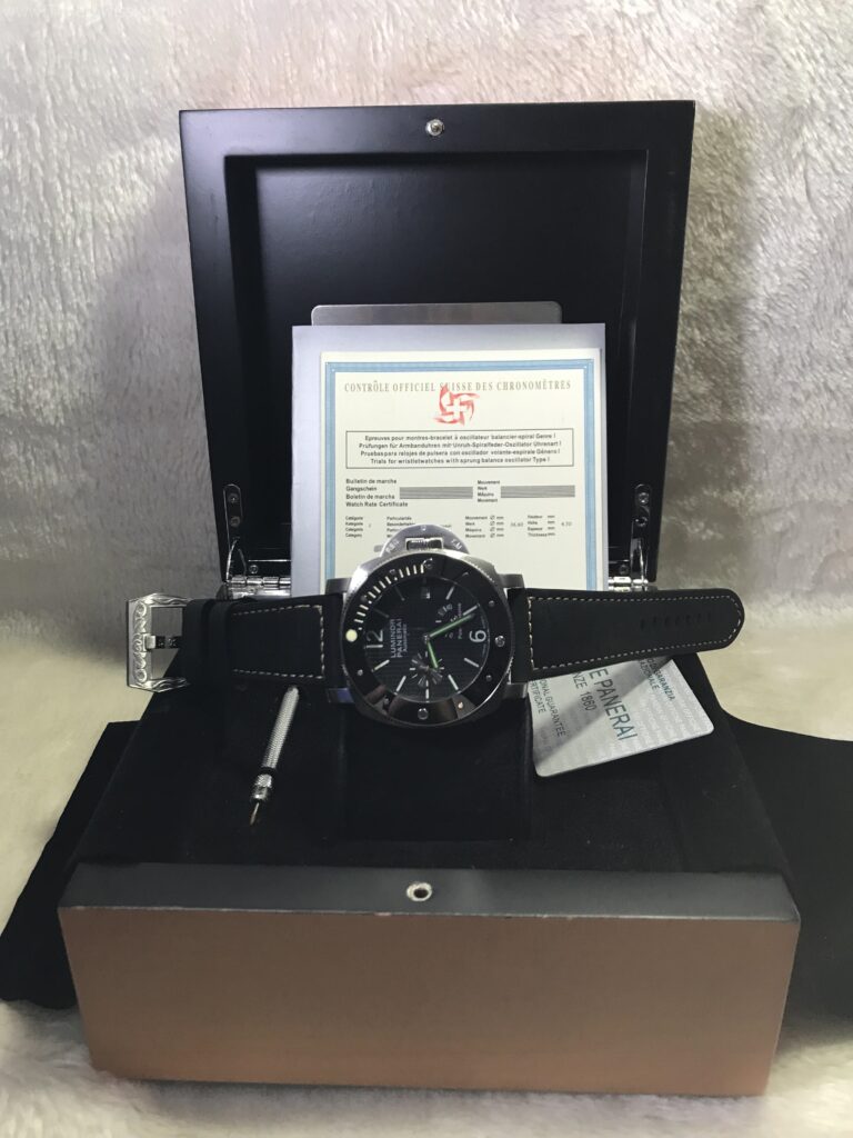 Panerai Power Reserve Submasible Black Dial 47mm สายหนังกลับ สีดำ 06