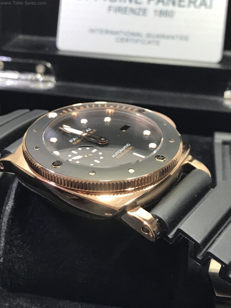 Panerai Submasible Amagnetic PAM974 Rose Gold Black Dial 47mm ขอบเซลามิก หมุนได้ 03