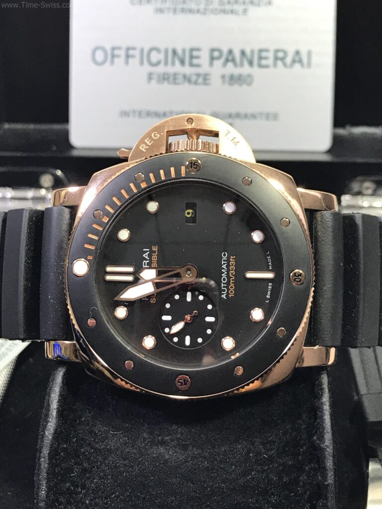 Panerai Submasible Amagnetic PAM974 Rose Gold Black Dial 47mm ขอบเซลามิก หมุนได้ 07