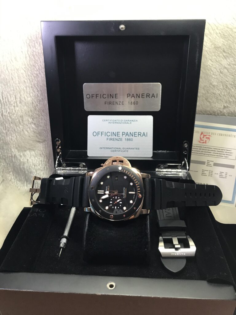 Panerai Submasible Amagnetic PAM974 Rose Gold Black Dial 47mm ขอบเซลามิก หมุนได้ 08