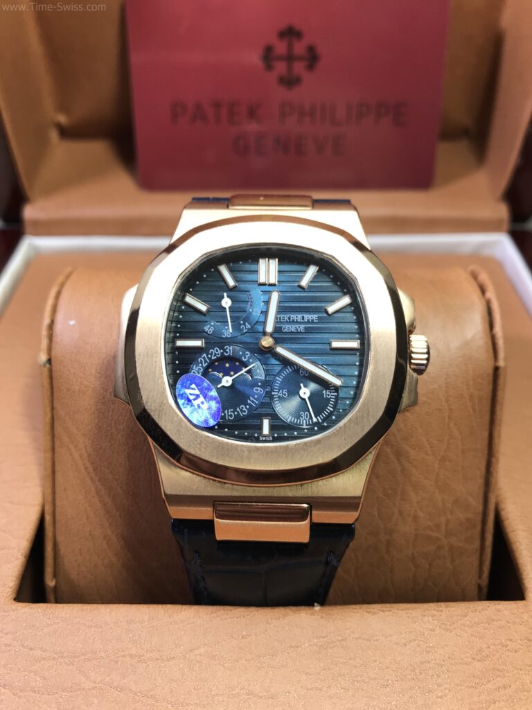 Patek Nautilus 5712 Power Rose Gold Blue Dial 40mm CC เรือนทอง หน้าน้ำเงิน สายหนังน้ำเงิน 01